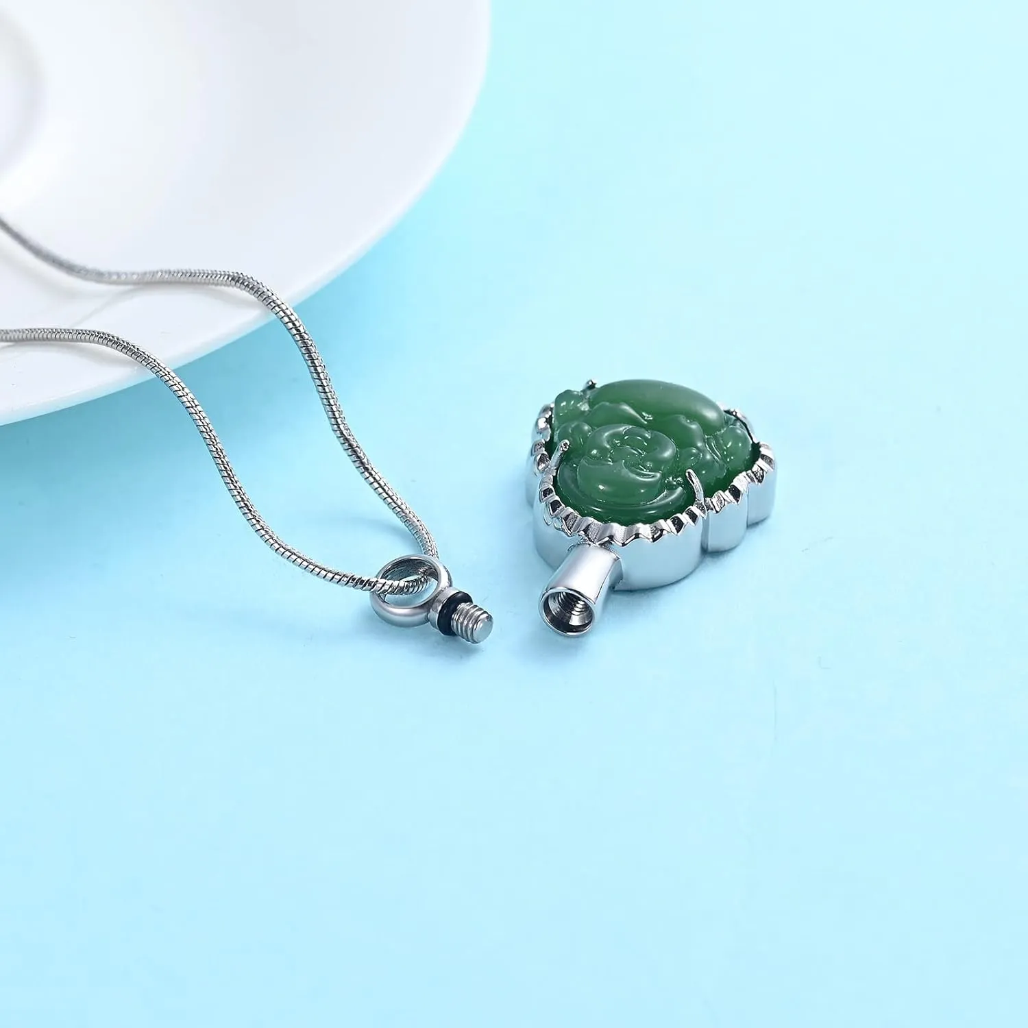 Cremation Urn Necklace Ashes Jewelry For Women Men Keepsake Pendant Memorial Locket Ash Holder Buddha Necklace For Women Men