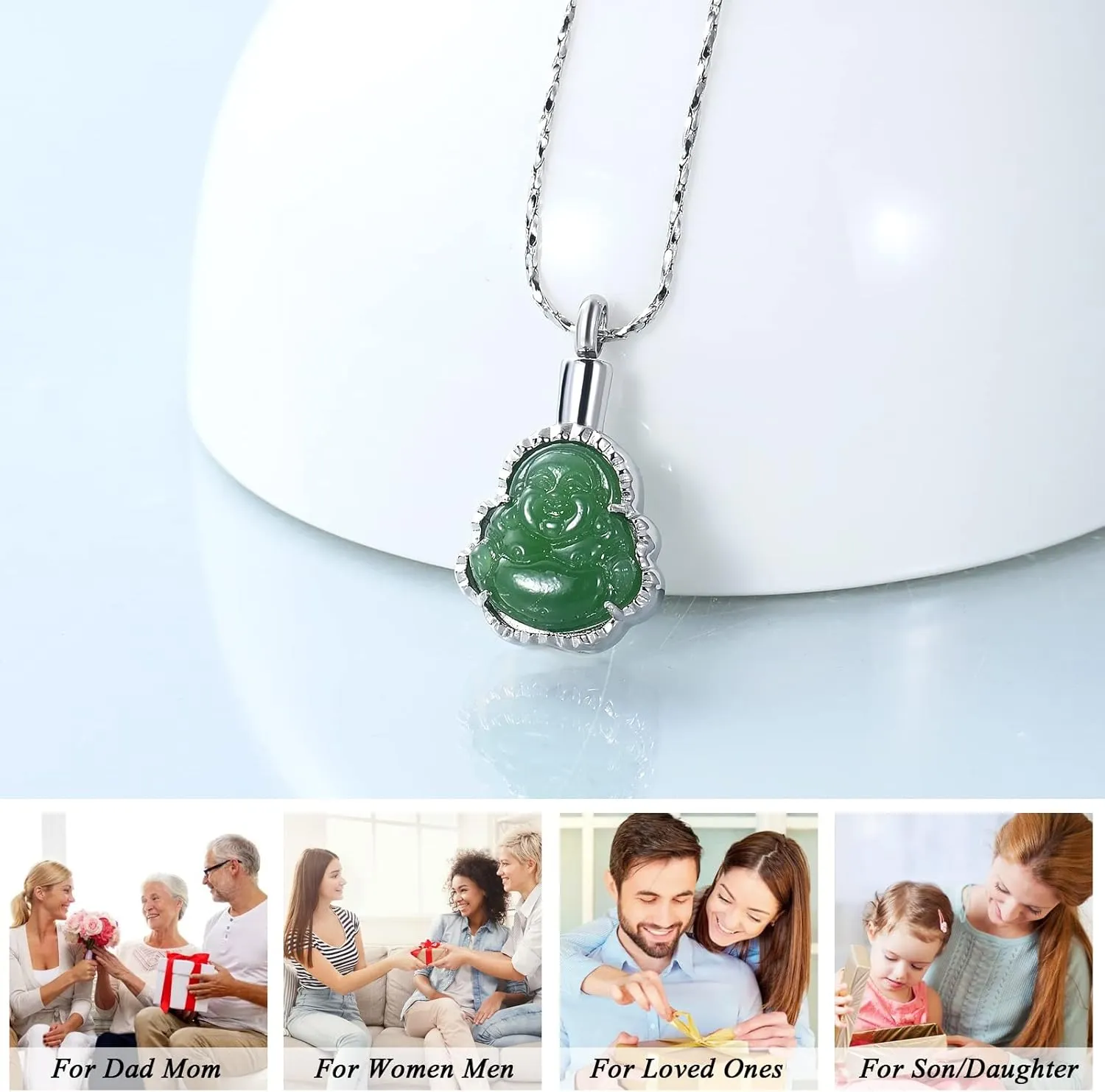 Cremation Urn Necklace Ashes Jewelry For Women Men Keepsake Pendant Memorial Locket Ash Holder Buddha Necklace For Women Men