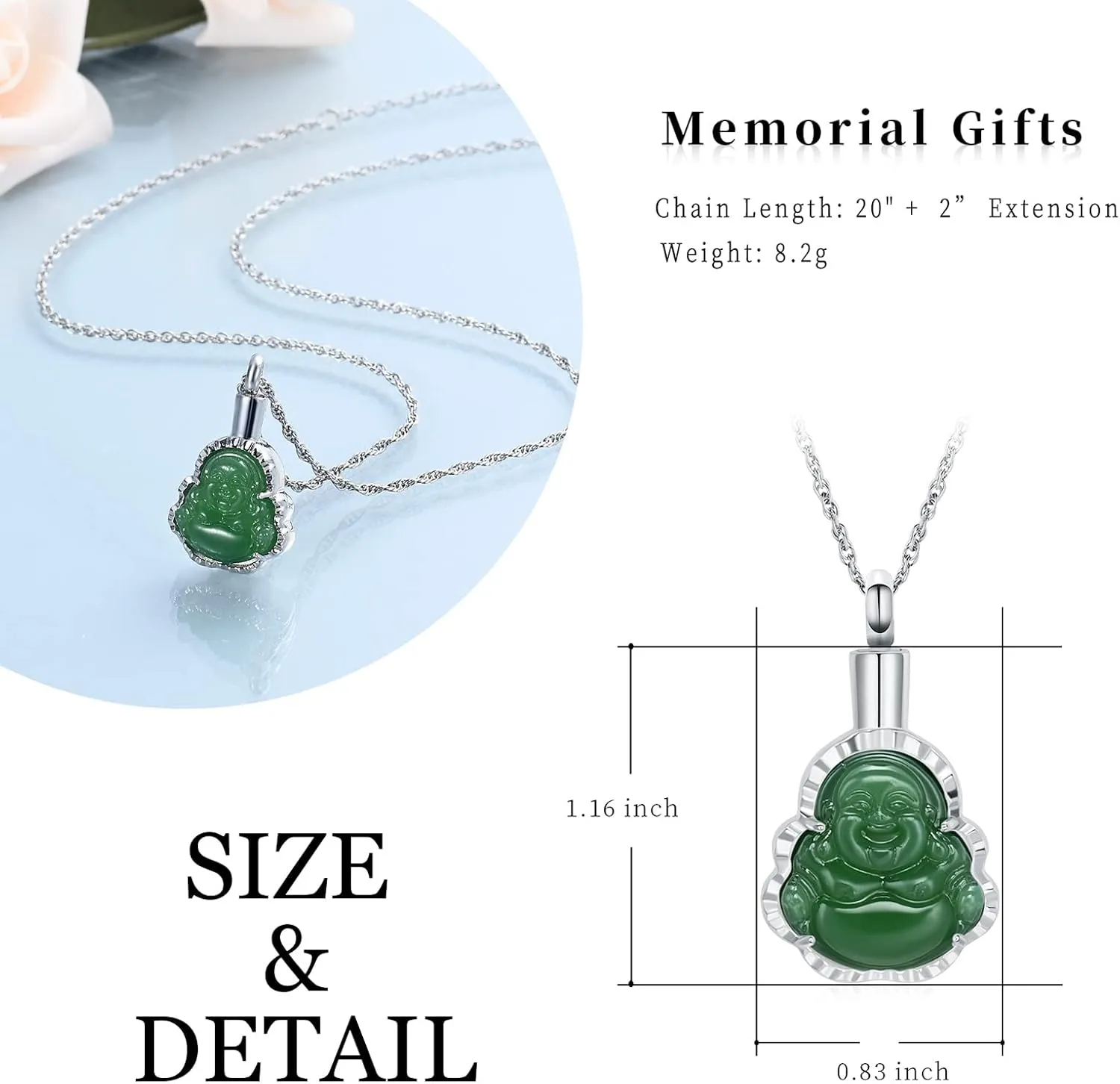 Cremation Urn Necklace Ashes Jewelry For Women Men Keepsake Pendant Memorial Locket Ash Holder Buddha Necklace For Women Men
