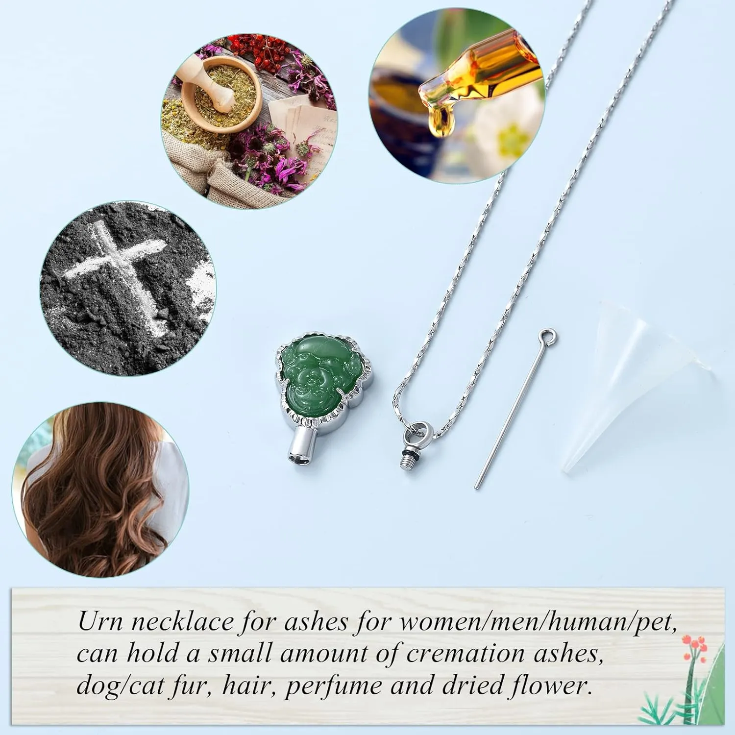 Cremation Urn Necklace Ashes Jewelry For Women Men Keepsake Pendant Memorial Locket Ash Holder Buddha Necklace For Women Men