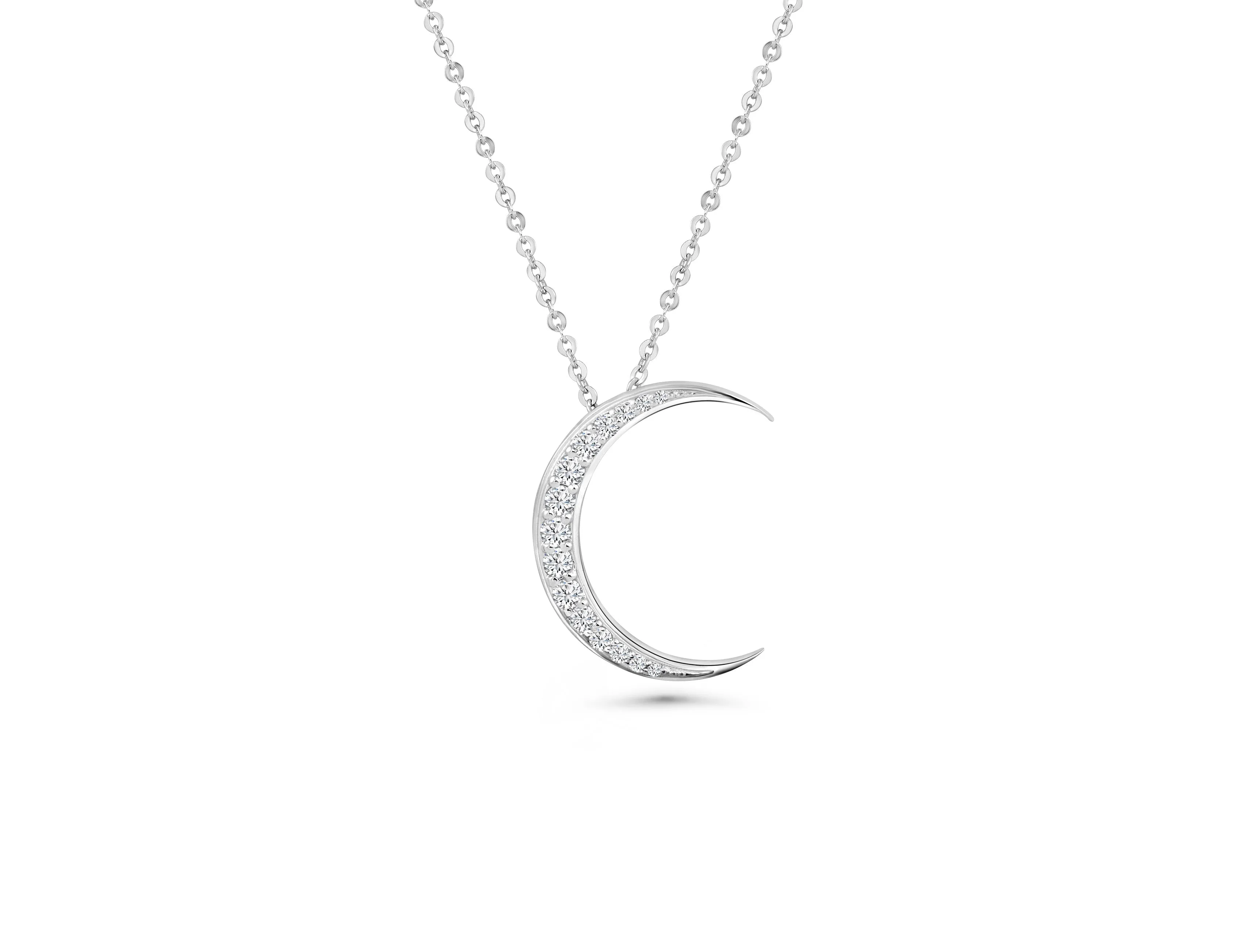 Crescent Moon Diamond Necklace
