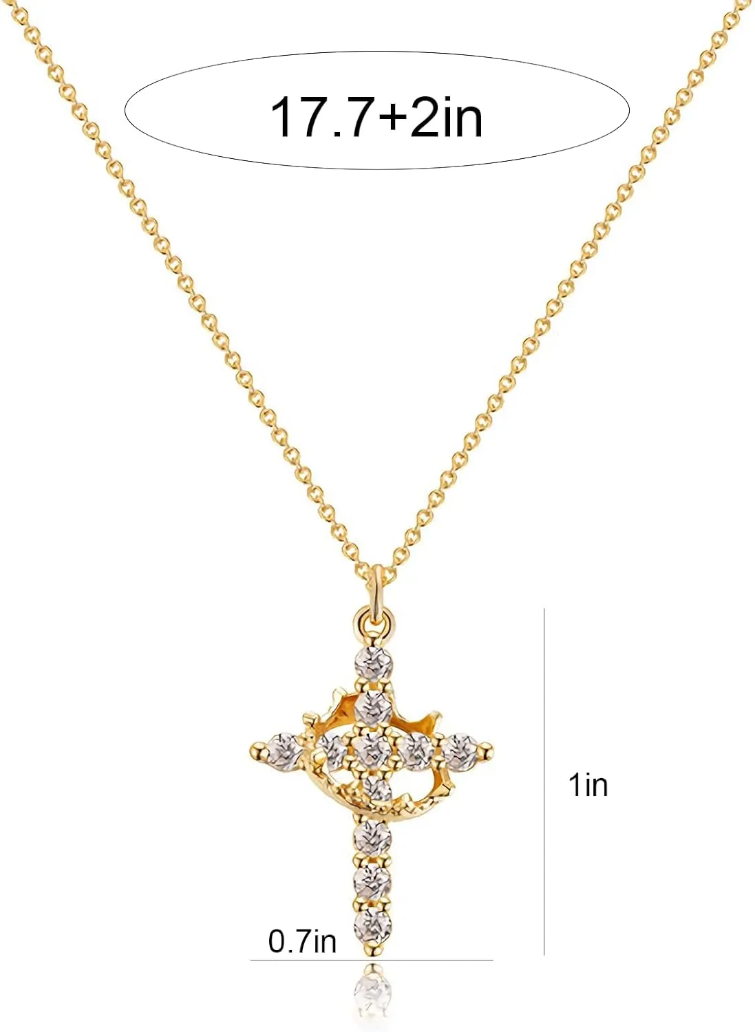 Cross Crown Necklace for Women Crystal Cross Pendant Necklaces Rotated Crown Necklace Gold Cubic Zirconia Cross Necklaces Fashion Jewelry