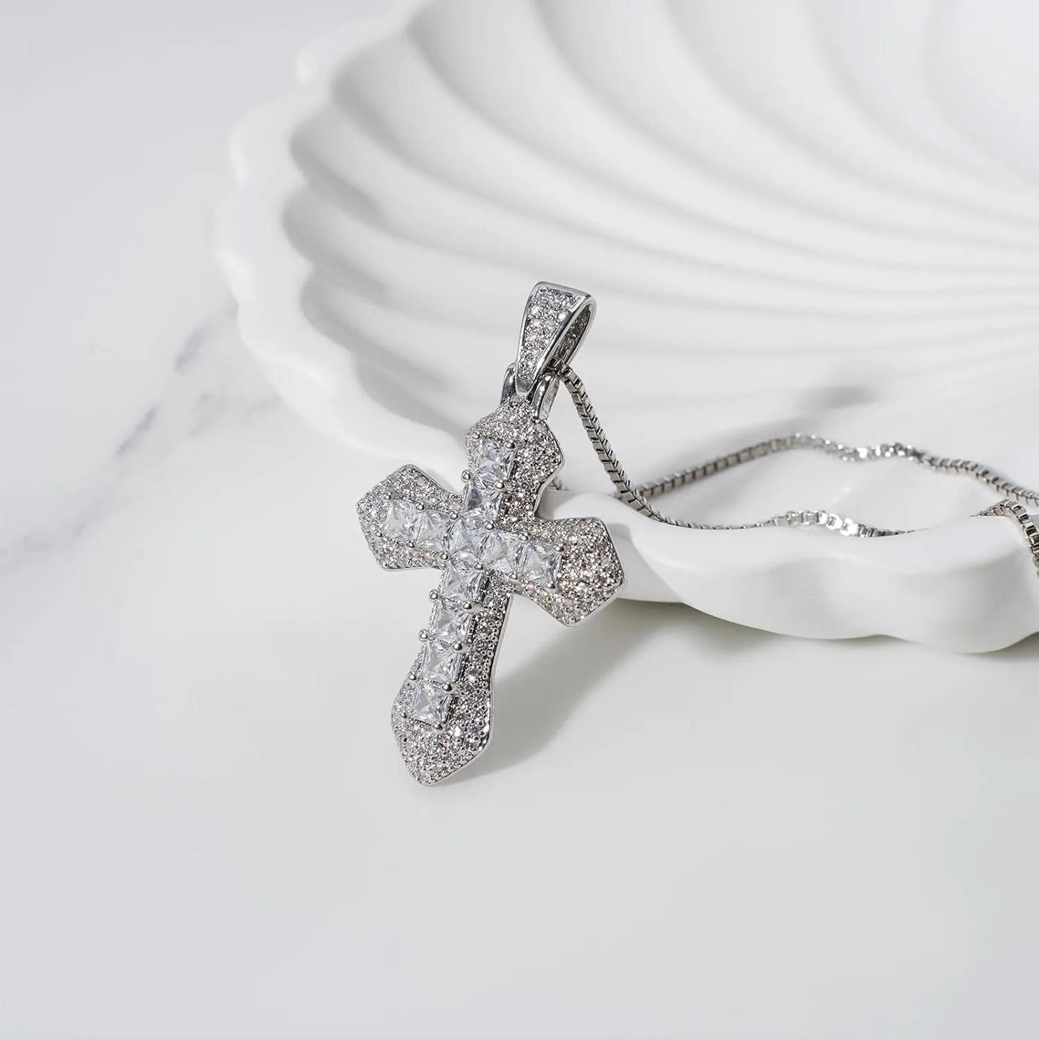 Cross Necklace for Women 14K Gold Plated Cubic Zirconia Cross Pendant Necklace Cross Faith Pendant Necklaces for Men Faith Pendant Crucifix Necklaces