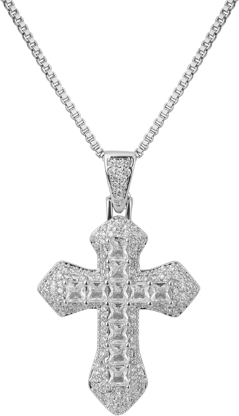 Cross Necklace for Women 14K Gold Plated Cubic Zirconia Cross Pendant Necklace Cross Faith Pendant Necklaces for Men Faith Pendant Crucifix Necklaces