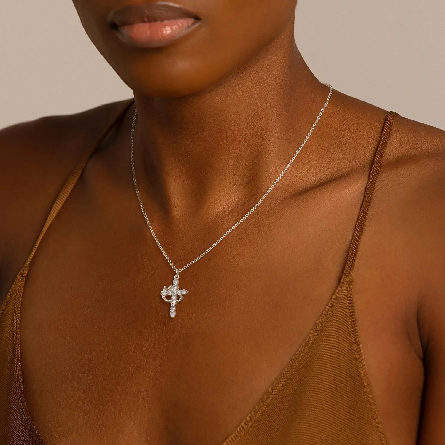 Cross Necklace for Women, Dainty Cross Necklace with Crown Trendy 14K Gold Plated Cubic Zirconia Pendant Necklaces Simple Cute Necklaces Women Jewelry