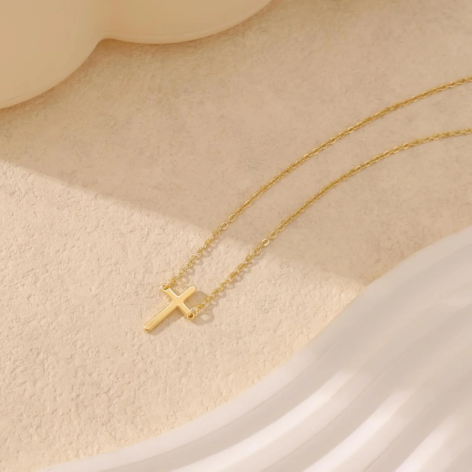 Cross Necklace for WomenDainty Gold Necklace 14k Gold Plated Small Cross Pendant Necklace Simple Gold Cross Necklaces for Women Cute Gold Cross Choker Necklaces Trendy Gold Jewelry Gifts