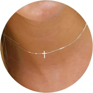 Cross Necklace for WomenDainty Gold Necklace 14k Gold Plated Small Cross Pendant Necklace Simple Gold Cross Necklaces for Women Cute Gold Cross Choker Necklaces Trendy Gold Jewelry Gifts