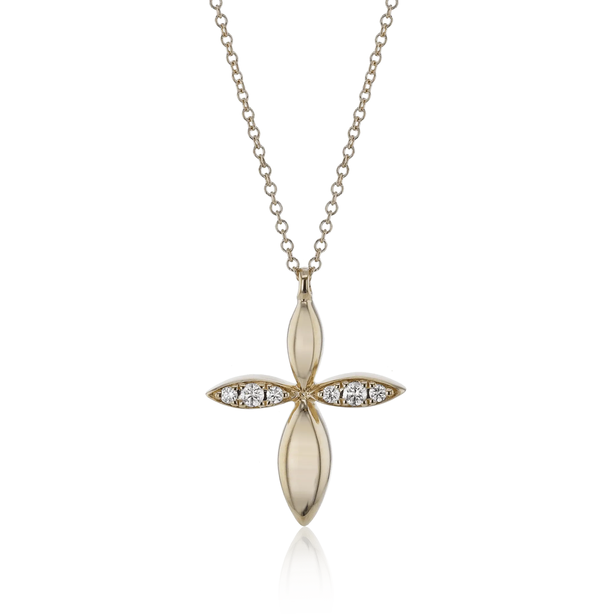 Cross Pendant Necklace in 18k Gold with Diamonds LP4908 WHITE 18K X ROSE