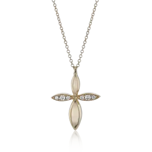 Cross Pendant Necklace in 18k Gold with Diamonds LP4908 WHITE 18K X ROSE