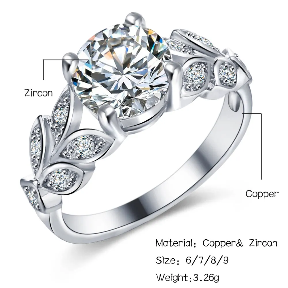 Crystal Silver Color Cubic Zircon Ring For Women