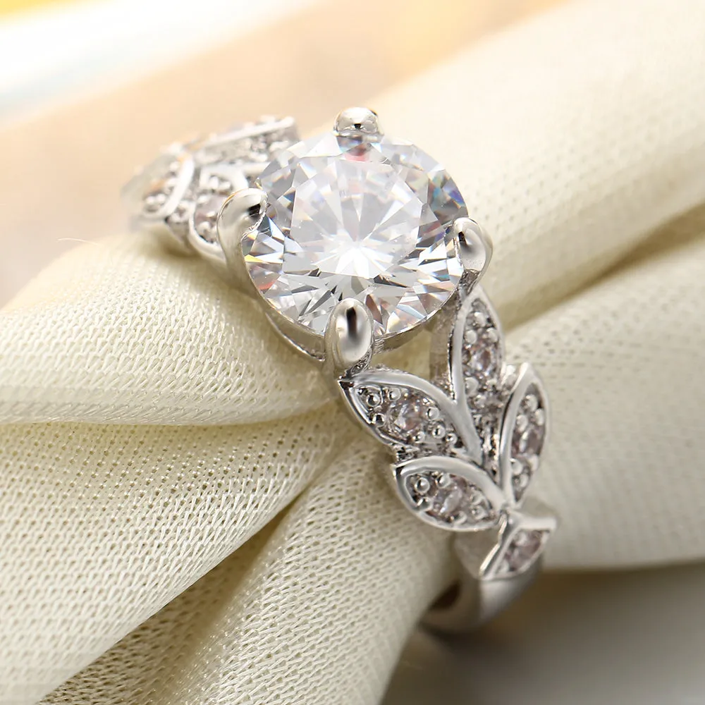 Crystal Silver Color Cubic Zircon Ring For Women