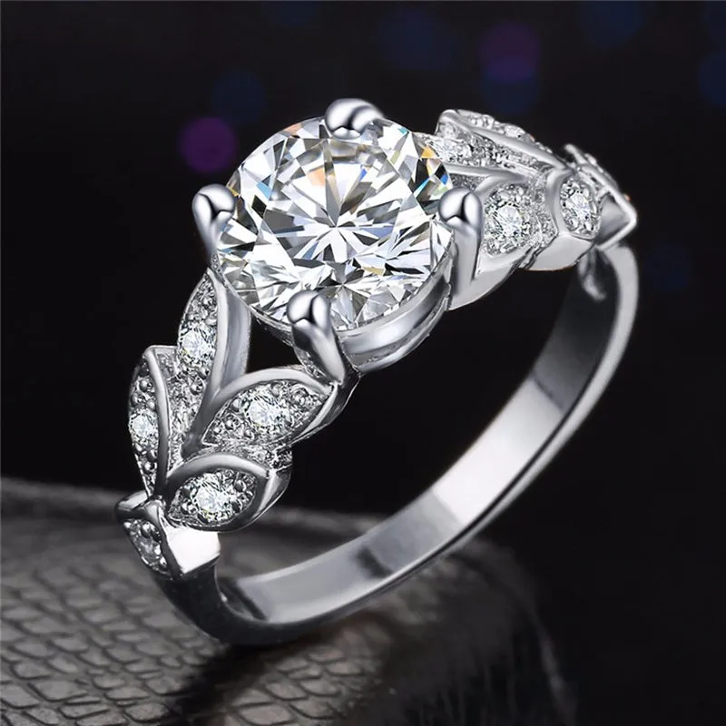 Crystal Silver Color Cubic Zircon Ring For Women