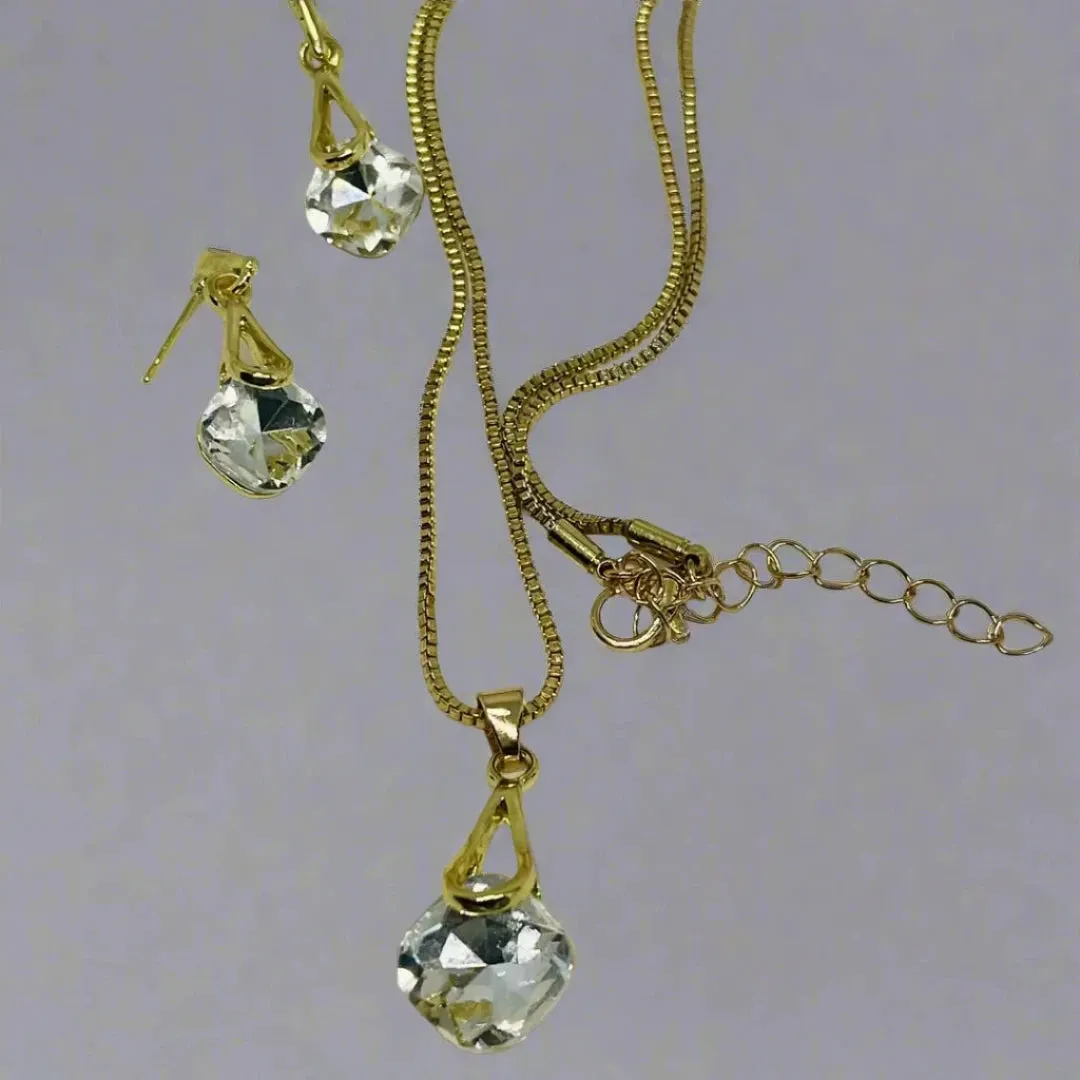 Crystal stone pendent with Earrings and Rings