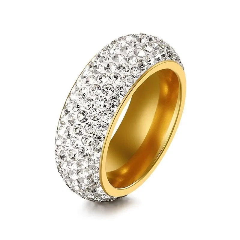 Cubic Zirconia Titanium Stainless Steel Rings For Women