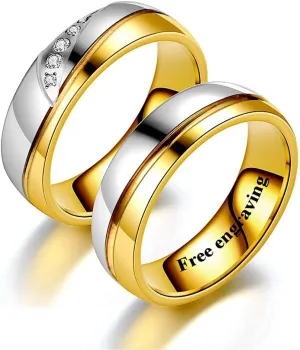 Customizable Photo Rings for Couples Heart Fingerprint Engraved Text Rings for Best Friends Sisters Promise Rings Custom Patterns 8mm 6mm Width Birthday Gift Titanium Steel