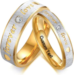 Customize Hand Made Stainless Steel Couples Ring Roman Numerals Ring Titanium Engraved Promise Rings