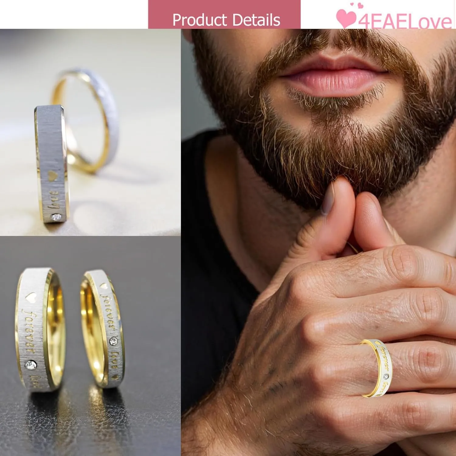 Customize Hand Made Stainless Steel Couples Ring Roman Numerals Ring Titanium Engraved Promise Rings