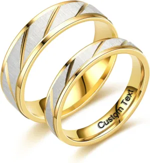 Customize Hand Made Stainless Steel Couples Ring Roman Numerals Ring Titanium Engraved Promise Rings