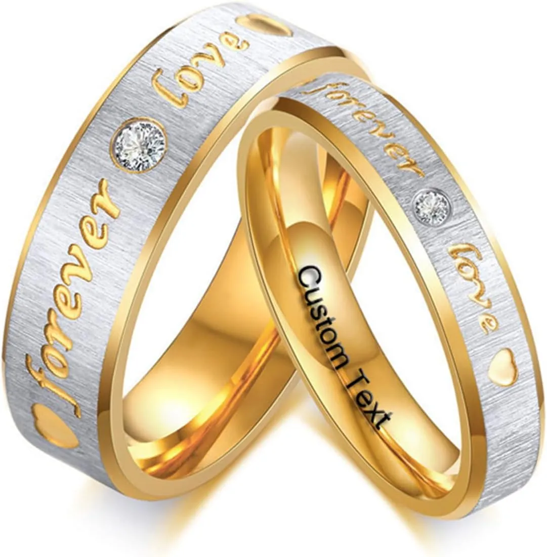 Customize Hand Made Stainless Steel Couples Ring Roman Numerals Ring Titanium Engraved Promise Rings