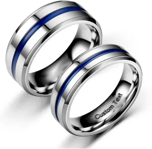 Customize Hand Made Stainless Steel Couples Ring Roman Numerals Ring Titanium Engraved Promise Rings