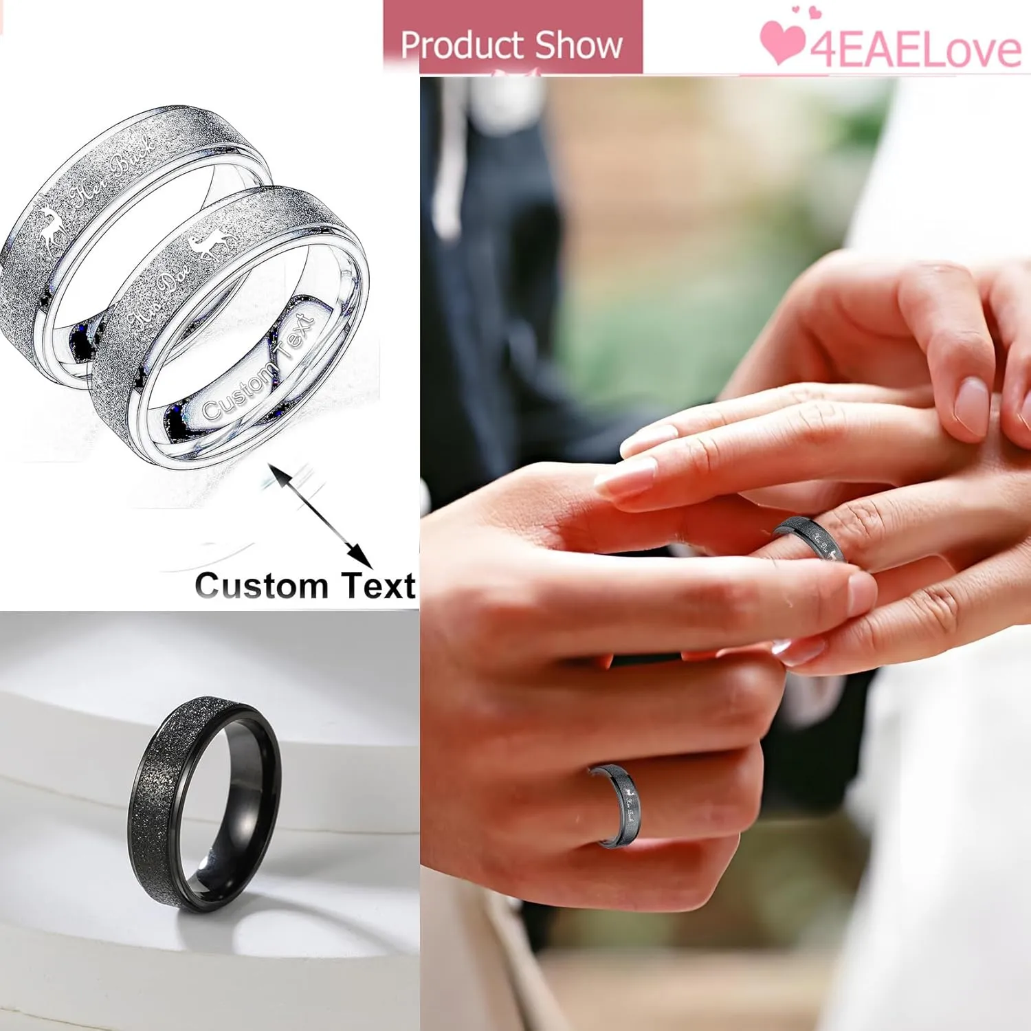 Customize Her Buck His Doe Elk Couples Rings Promise Ring Inside Can Engraved Band Rings Wedding Rings Titanium Stainless Steel 8mm 6mm 6-13#