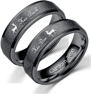 Customize Her Buck His Doe Elk Couples Rings Promise Ring Inside Can Engraved Band Rings Wedding Rings Titanium Stainless Steel 8mm 6mm 6-13#
