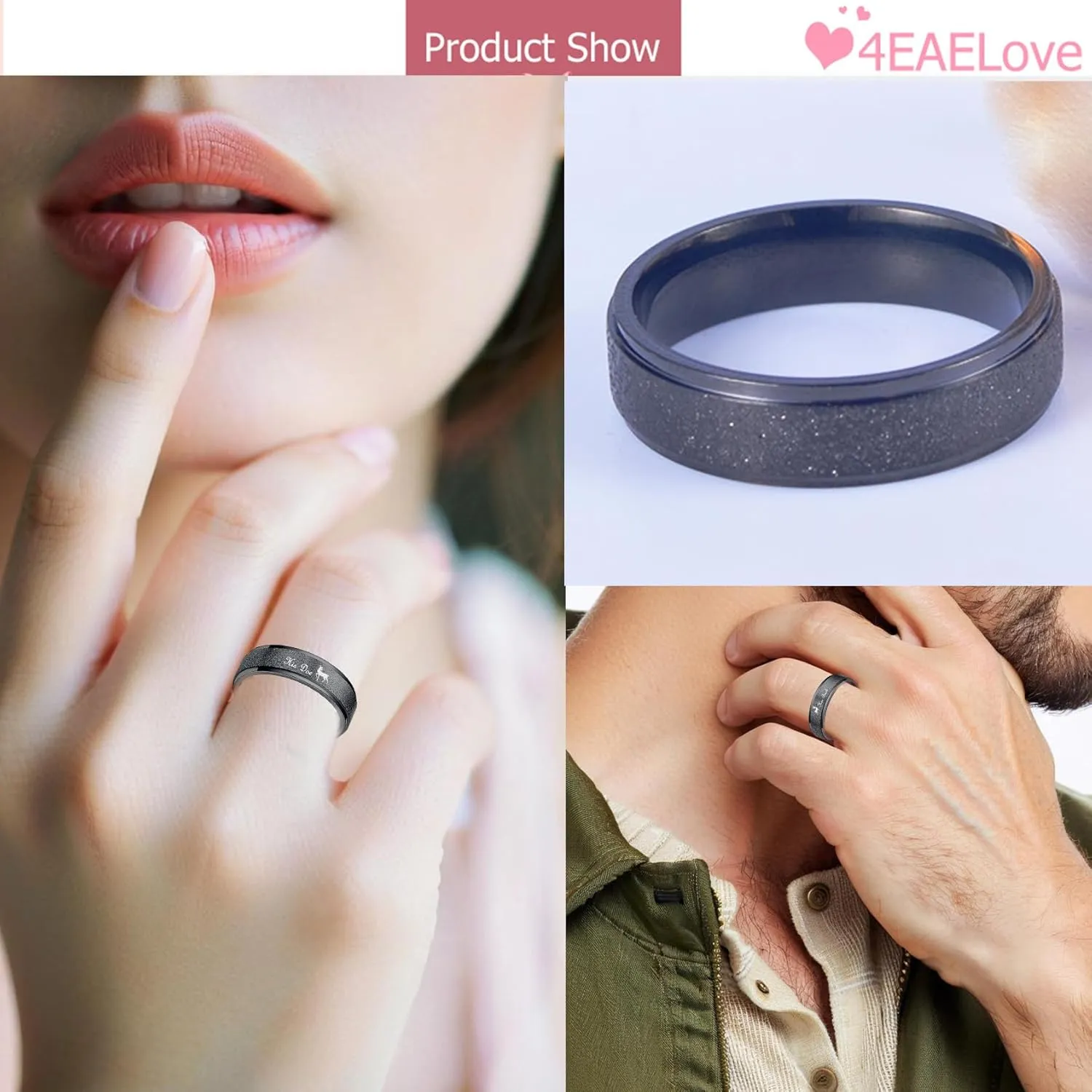 Customize Her Buck His Doe Elk Couples Rings Promise Ring Inside Can Engraved Band Rings Wedding Rings Titanium Stainless Steel 8mm 6mm 6-13#
