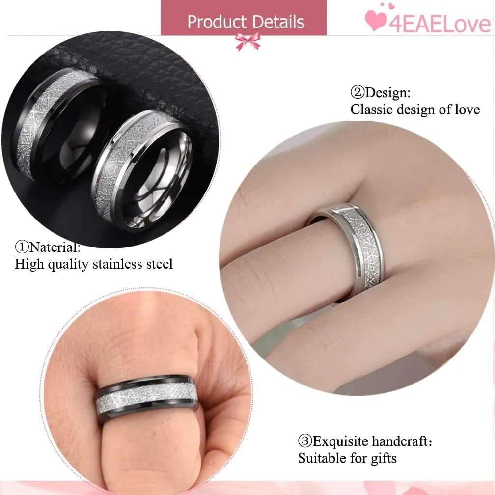 Customize Wood Leaf Pattern Couples Rings Promise Ring Inside Can Engraved Band Rings Wedding Bands Stainless Steel 8mm 6-13#