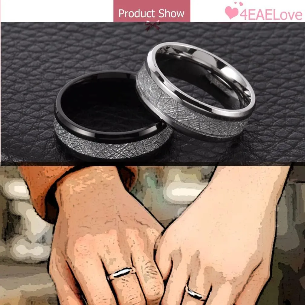 Customize Wood Leaf Pattern Couples Rings Promise Ring Inside Can Engraved Band Rings Wedding Bands Stainless Steel 8mm 6-13#