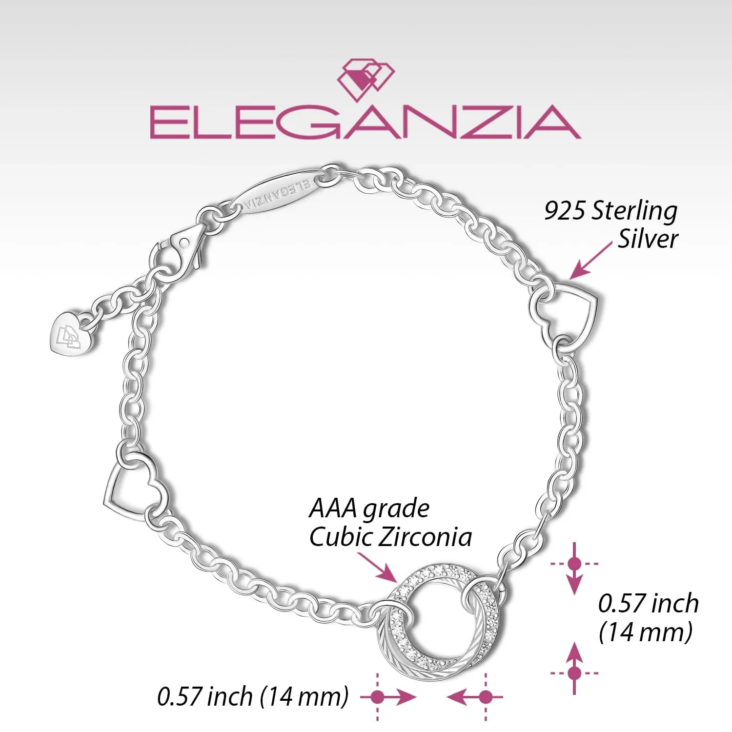CZ Circle Mother Daughter Bracelet Sterling Silver