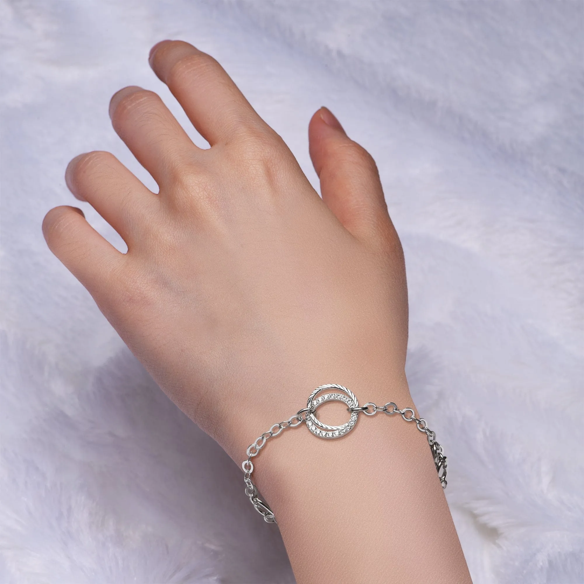 CZ Circle Mother Daughter Bracelet Sterling Silver