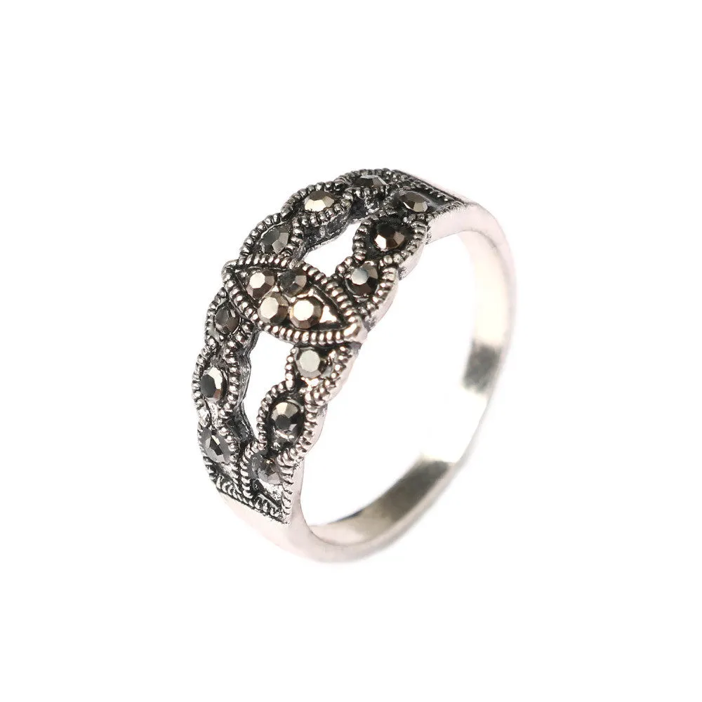 CZ Crystal Vintage Boho Style Leaf Wedding Rings For Women