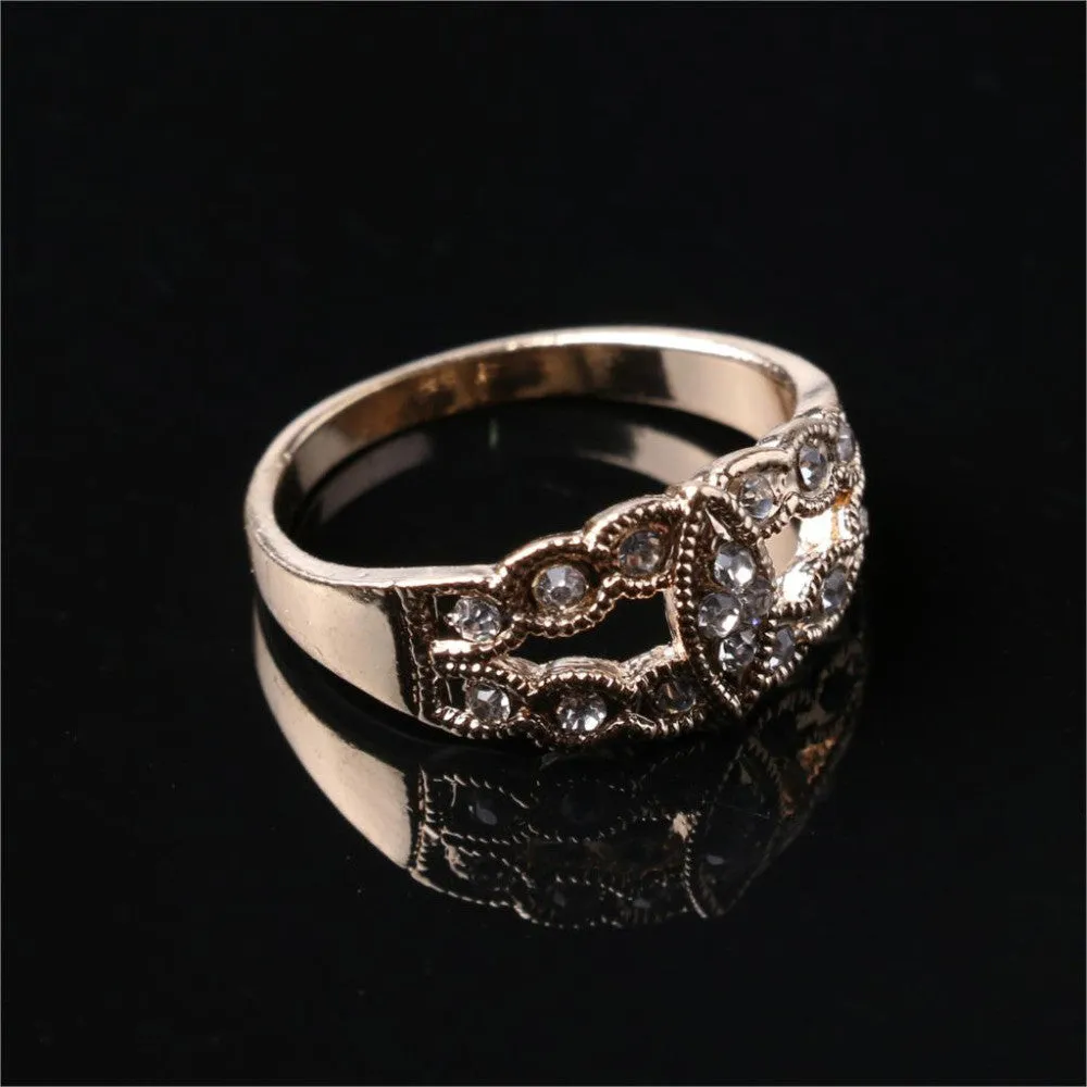 CZ Crystal Vintage Boho Style Leaf Wedding Rings For Women
