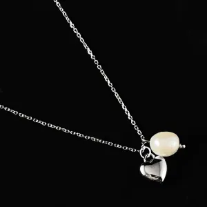 Dainty Silver Heart and Pearl Necklace, Ella - Sabrina