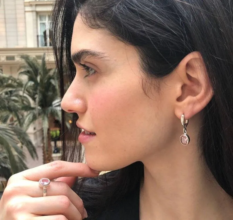 Dangling Garnet Earrings - Natural Garnet Earrings - Long Red Earrings