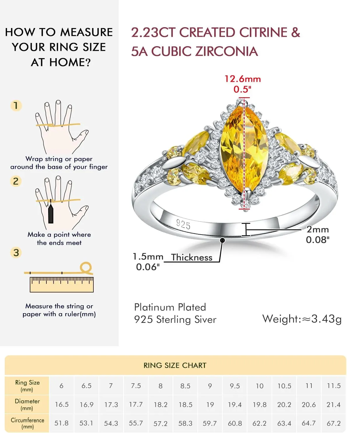 DAYBYDAY Butterfly Birthstone Rings for Women, 925 Sterling Silver Created Gemstone 5A Cubic Zirconia Cushion/Marquise Engagement Ring, 2ct Halo Promise Rings for Her Anniversary Wedding Jewerly