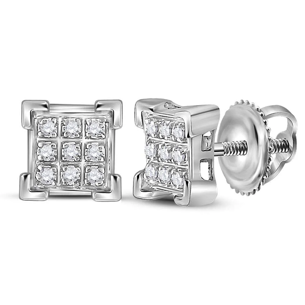 Dazzling White Gold Diamond Square Cluster Earrings