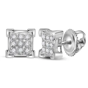 Dazzling White Gold Diamond Square Cluster Earrings