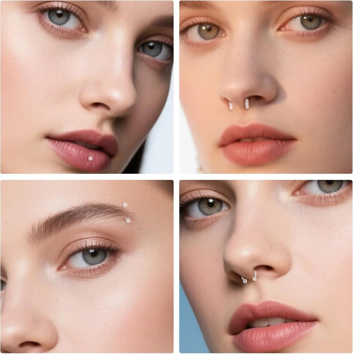 D.Bella 16G Clear Piercing Retainers Flexible Cartilage Helix Daith Rook Tragus Earring Retainer Bioflex Plastic Nose Septum Lip Eyebrow Rings Piercing Retainer