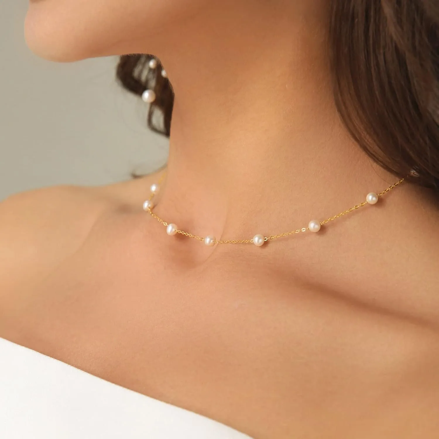 DEARMAY 14K Gold Necklaces for Women, Dainty Gold Herringbone Choker Necklace for Women Thin Layered Chunky Snake Chain Necklaces Jewelry for Teen Gifts