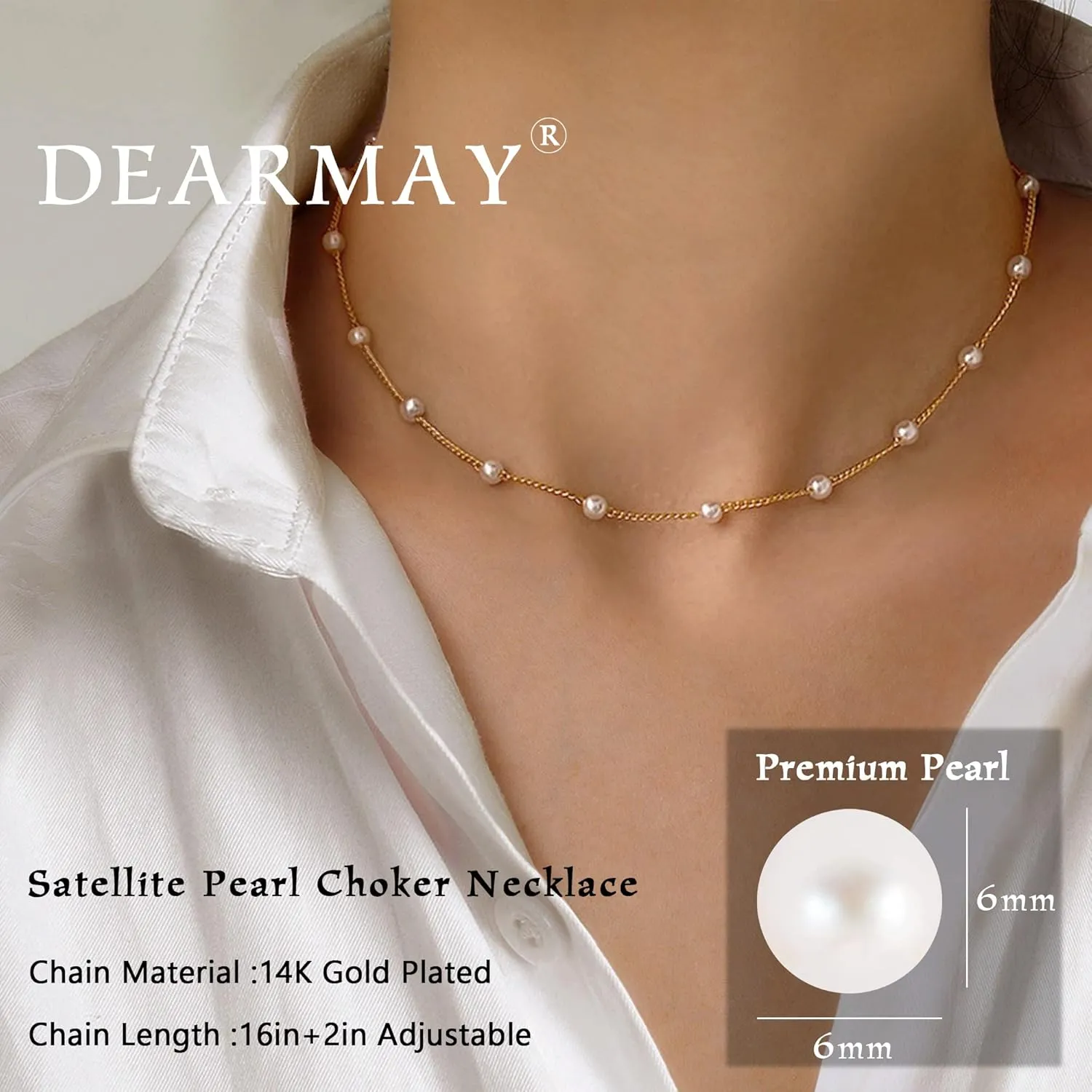 DEARMAY 14K Gold Necklaces for Women, Dainty Gold Herringbone Choker Necklace for Women Thin Layered Chunky Snake Chain Necklaces Jewelry for Teen Gifts