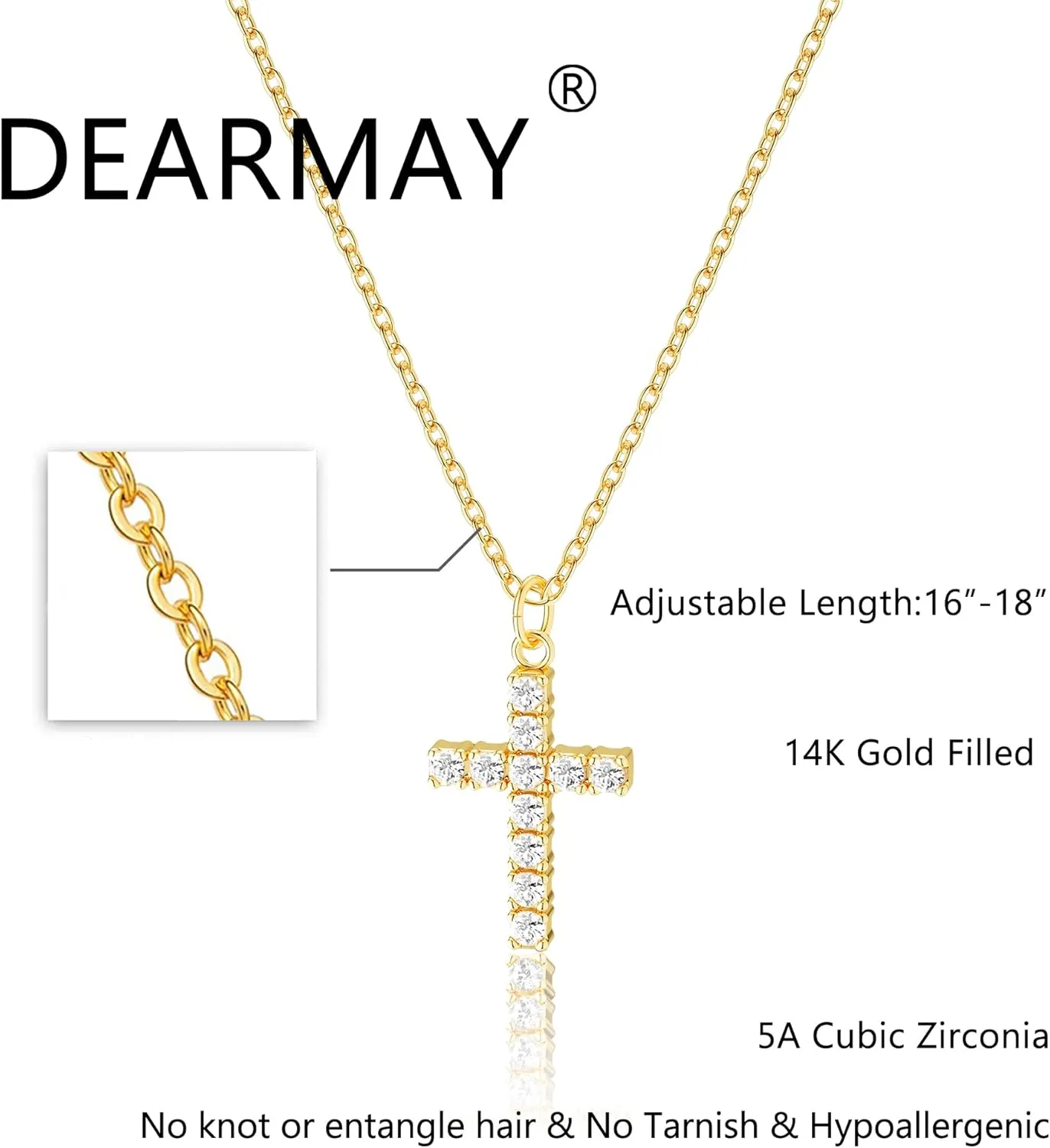 DEARMAY Dainty Cross Necklace for Women, Dainty 14k Gold Filled/Silver Cross Necklaces Simple Layered Small Cross Choker Necklace Thin Chain Necklaces Aesthetic Jewelry for Women Gift