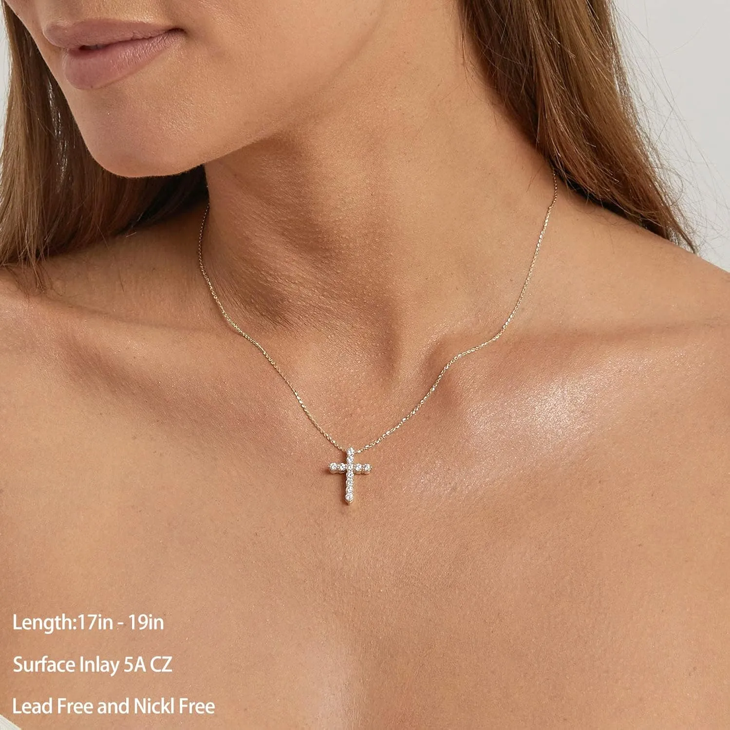 DEARMAY Dainty Cross Necklace for Women, Dainty 14k Gold Filled/Silver Cross Necklaces Simple Layered Small Cross Choker Necklace Thin Chain Necklaces Aesthetic Jewelry for Women Gift