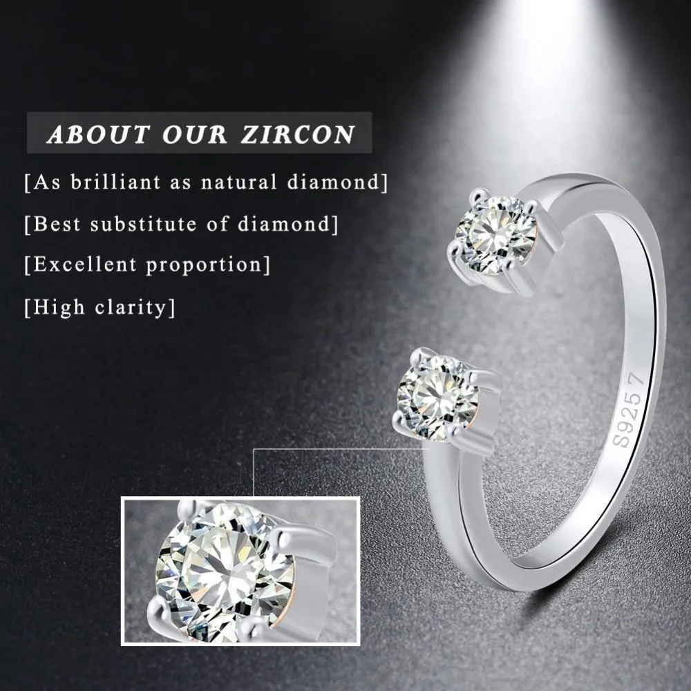 Designer 925 Silver Gold Color AAA Zircon Diamond Ring