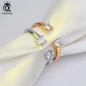 Designer 925 Silver Gold Color AAA Zircon Diamond Ring