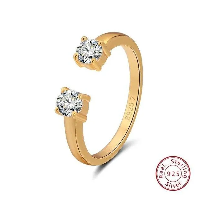 Designer 925 Silver Gold Color AAA Zircon Diamond Ring