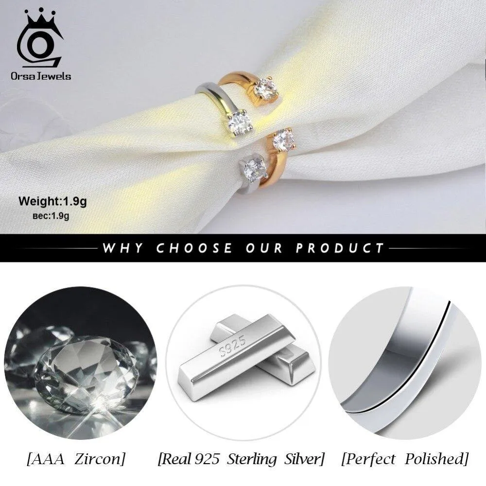 Designer 925 Silver Gold Color AAA Zircon Diamond Ring