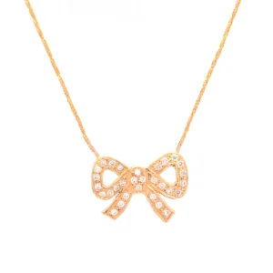 Diamond Bow Pendant Necklace in 10K Yellow Gold