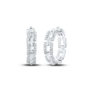 Diamond Brilliance: 10kt White Gold Womens Round Diamond Hoop Earrings 1/3 Cttw