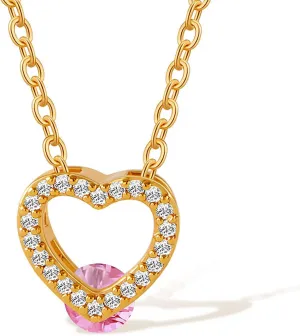Diamond Choker Necklace for Women,Dainty Zirconia Love Heart Pink Rhinestone Necklace for Women Anniversary Birthday Gift